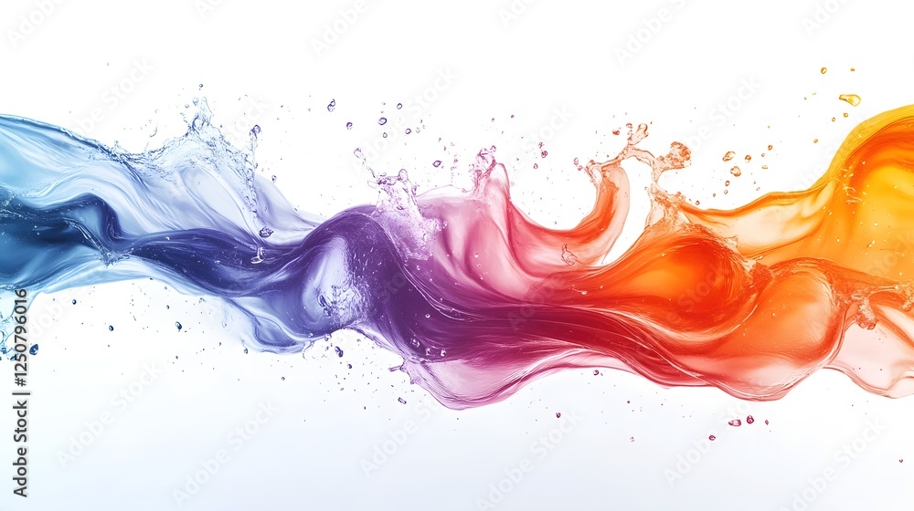 Poster Vibrant dynamic and captivating fluid motion of colorful abstract splashing waves creating a visually stunning and representation of movement energy and digital creativity