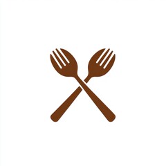Crossed Fork and Spoon, Simple Icon, for Restaurant, Dining, or Food Industry Use