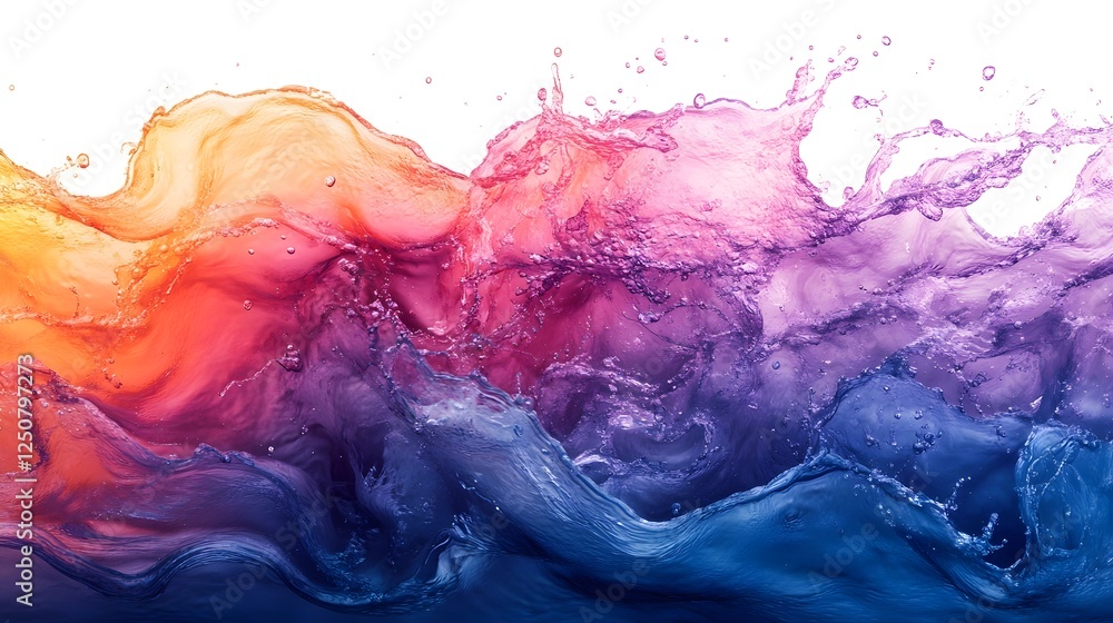 Poster Vibrant Fluid Art Abstract with Colorful Flowing Swirls and Splashes of Paint and Ink in a Dynamic Energetic Composition  Digitally Manipulated Artwork with a Surreal Contemporary Visual Effect
