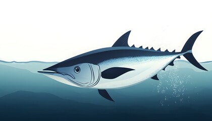 Obraz premium A Bluefin Tuna Swims Beneath The Ocean Surface