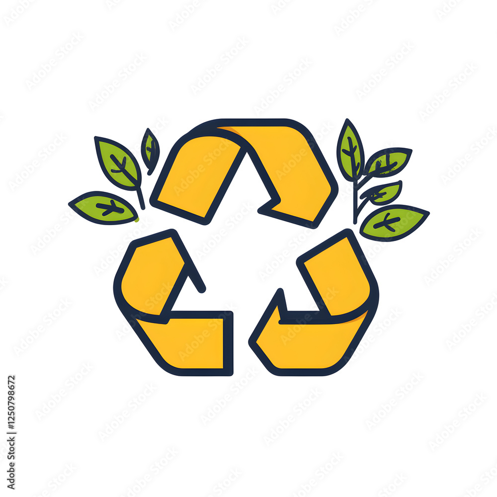 Poster linear icon with recycling symbol in a circular design