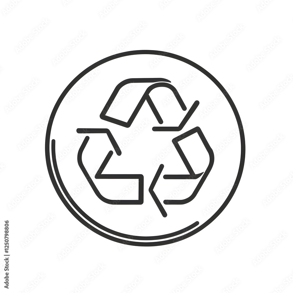 Poster linear icon with recycling symbol in a circular design