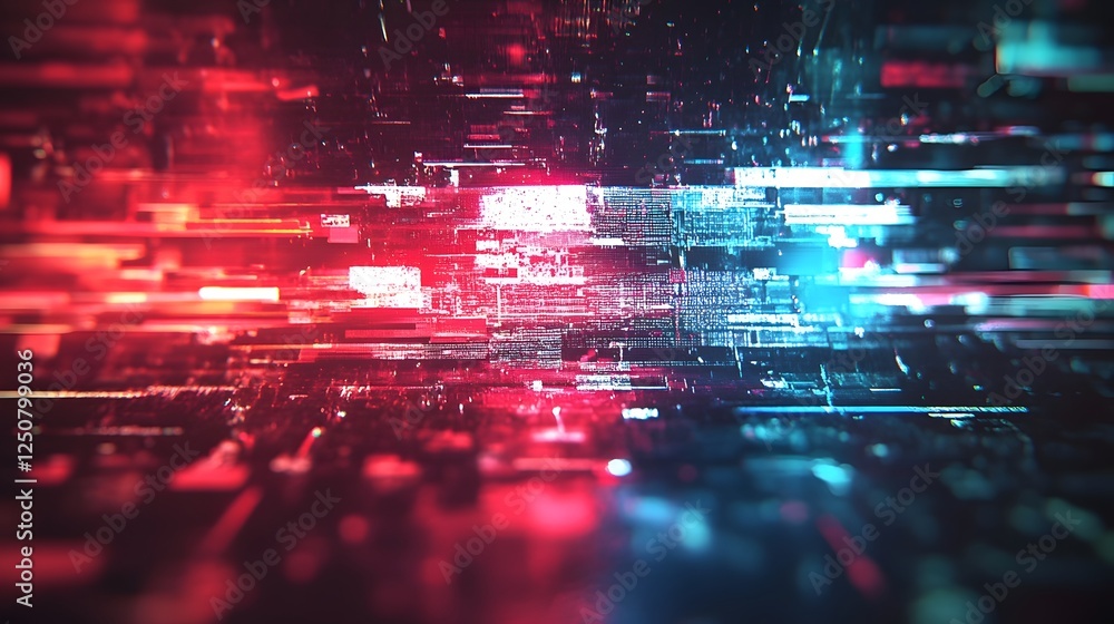 Poster Vibrant Futuristic Digital Art with Glowing Neon Lights and Fluid Motion  Abstract surreal and ethereal visualization with dynamic colorful and high tech elements  Suitable for backgrounds banners