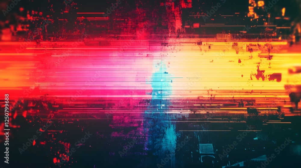 Aufkleber vibrant futuristic digital backdrop with glowing neon lights and chromatic energy waves abstract and