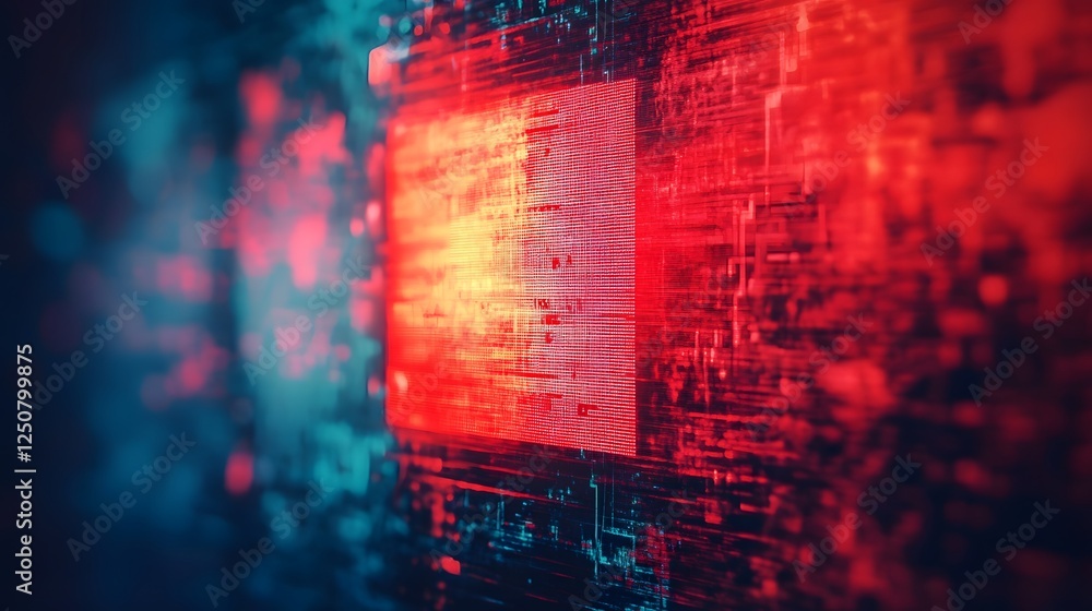 Aufkleber vibrant futuristic digital glitch pattern abstract design with neon lights and grid effects colorful