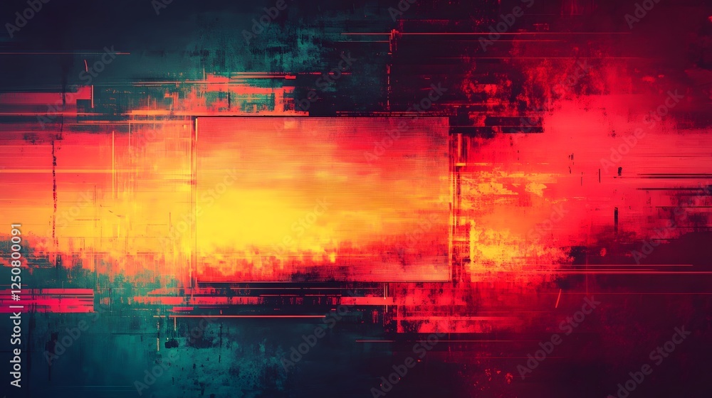 Aufkleber Vibrant Glitch Art Digital Manipulation Abstract Background with Futuristic Techno Surreal Energetic Colorful Distorted Visuals