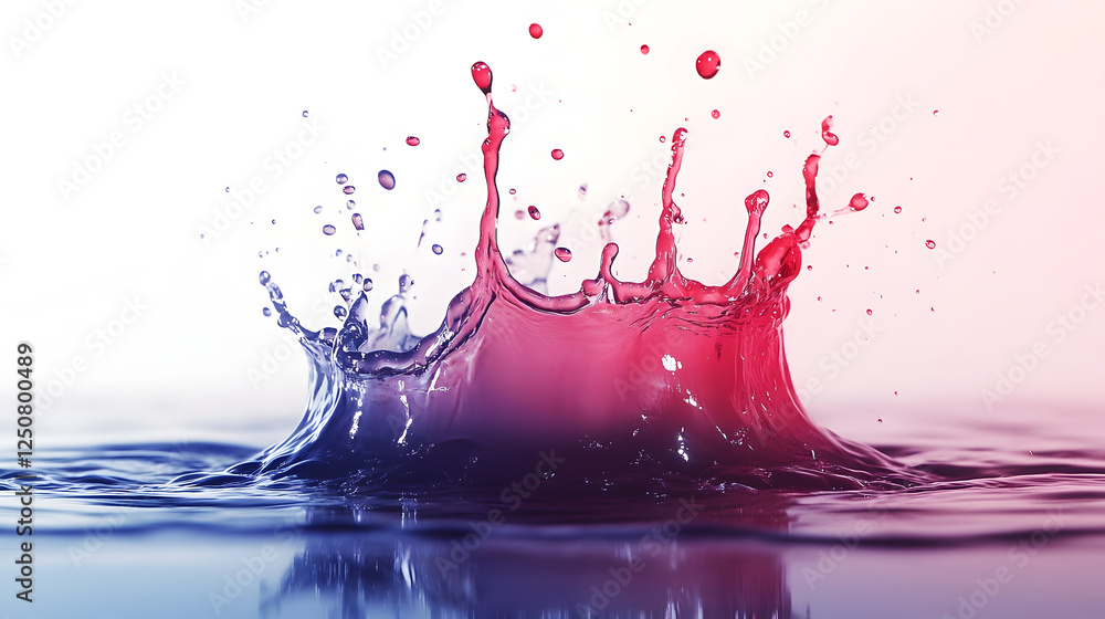Poster Vibrant Liquid Splash with Colorful Bursts of Motion and Energy   Abstract Digital Art Depicting a Dynamic Fluid Explosion with Vibrant Red Purple and Blue Tones