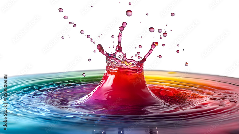 Poster vibrant liquid splash with dynamic colorful ripples and motion abstract water droplet explosion effe