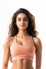 Obraz premium close up of Indian sporty woman standing on white background