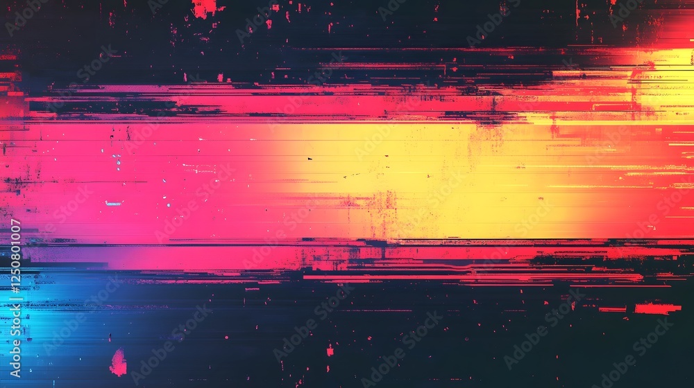 Fototapete vibrant neon abstract digital glitch art with striking futuristic visuals pulsating energy and a cap