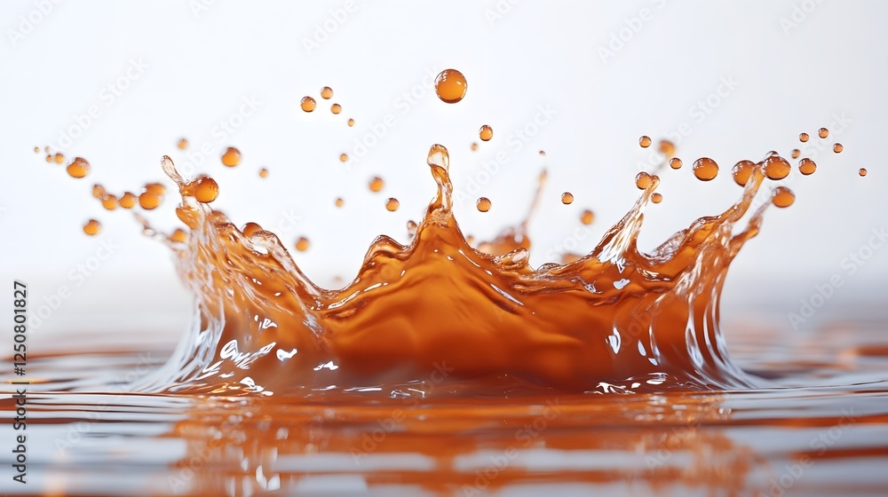 Poster vibrant orange liquid splash with dynamic motion and colorful droplets creating an abstract and wate