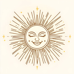 Linear icon with Sun with solar energy beams