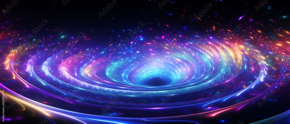 Aufkleber a mesmerizing visual representation of a swirling cosmic vortex, bursting with vibrant colors and gl