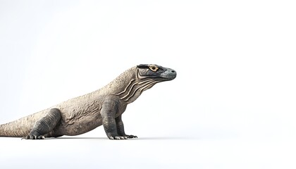 Obraz premium Komodo Dragon Posing Against White Background