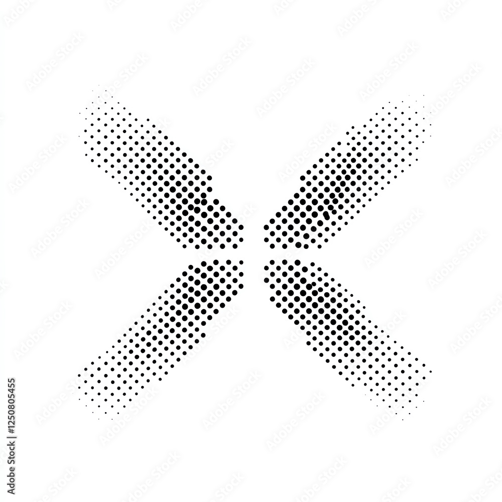 Poster a modern and minimalistic graphic design featuring abstract dotted patterns forming a striking shape