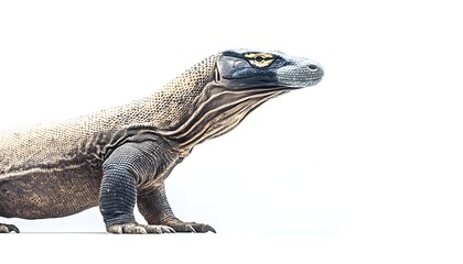 Fototapeta premium Komodo Dragon Profile Isolated on White Background