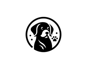 dog and paw icon logo design