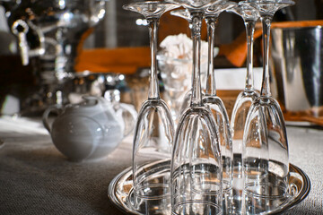 wine glasses upside down