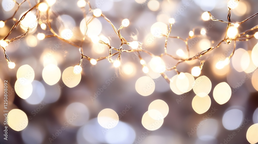 Leinwandbilder beautiful bokeh effect created by glowing fairy lights in a festive atmosphere : generative ai