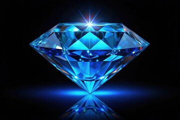 Blue Diamond on Black Background
