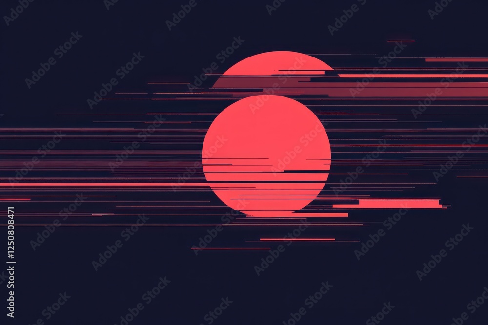 Aufkleber abstract illustration of two vibrant circles with dynamic motion lines against a dark backdrop