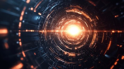 Obraz premium Visually stunning depiction of an abstract digital vortex with glowing elements and light effects