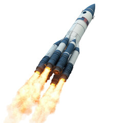Isolated Space Shuttle Launching with Fiery Exhaust
