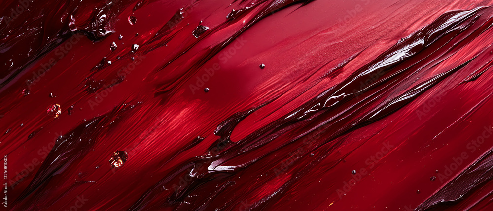Poster a smooth and vivid abstract pattern of deep red and glossy black, showcasing fluid textures and capt