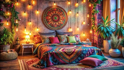 Cozy Bohemian Bedroom with Colorful Decor