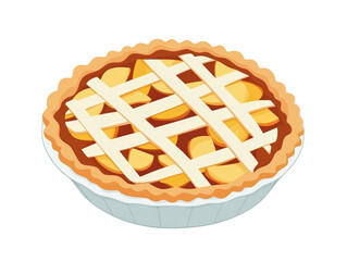 Isolated Cartoon Apple Pie with Lattice Crust