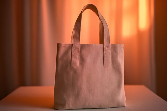 Simple cotton tote bag displayed on a flat surface with warm lighting in the background