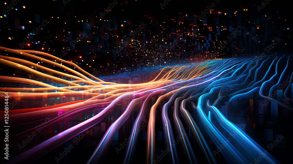 Aufkleber a stunning abstract representation of light waves in vibrant colors. this image conveys the dynamic 