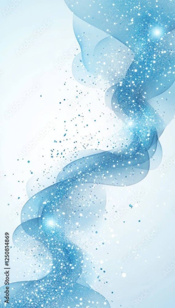 Aufkleber abstract dynamic twirling glowing flow of glittering dust wave on light background, design element