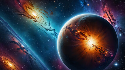 Obraz premium Abstraktion Der Puls des Universums 16х9. Hintergrund für das Design 5.