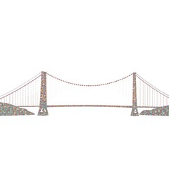 Obraz premium Ethereal Holographic Glow Adorns Lewis and Clark Bridge