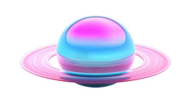 Isolated Dual-Toned Pastel Planet with Visible Rings