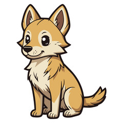 cute dingo dog pet animal nature flat color vector illustration template design
