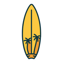 yellow surfboard water sport sea healthy flat color vector illustration template design