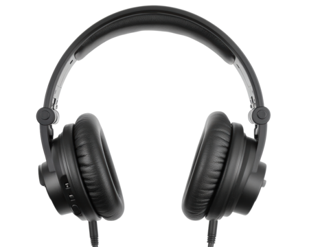 Isolated Professional Black Over-Ear Headphones with Cable