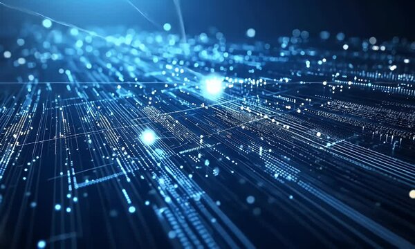 Abstract digital network, data flow, technology background, for website header, presentation
