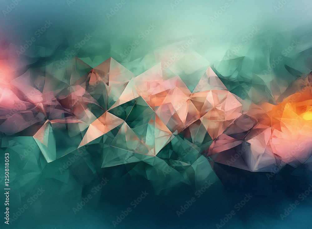 Poster abstract polygonal background with vibrant colors and geometric shapes creates a modern and artistic