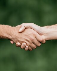 Collaboration and trust building business meeting handshake image outdoor setting close-up view partnership concept