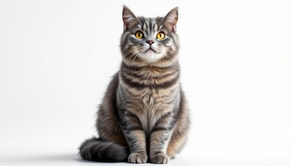 Obraz premium Majestic Gray Tabby Cat Portrait: A Stunning Studio Shot of a Domestic Short Hair