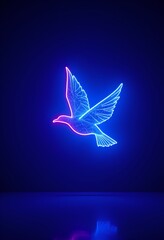 Futuristic Neon Wireframe Bird in Cyberpunk Style
