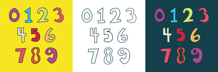 a cute hand drawn regular number for kids themed design element or coloring book element
