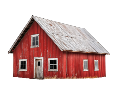 Isolated Old Red Barn House