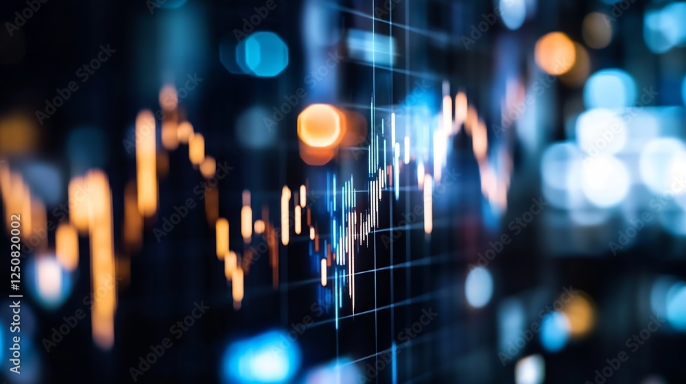 Poster Dynamic financial data visualization depicting stock market trends and growth analysis : Generative AI