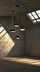 Modern Industrial Concrete Interior with Stunning Pendant Lights