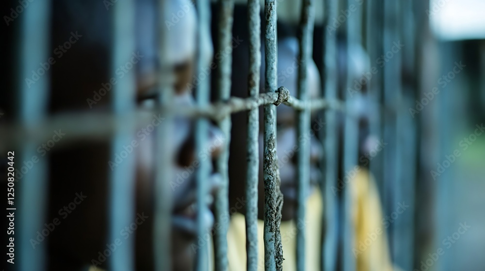 Poster faces of children behind bars reflecting innocence lost and the harsh realities they face in a confi