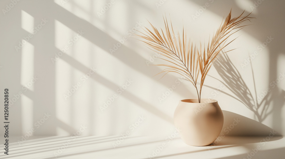 Aufkleber empty table background with plant and shadows with sunlight